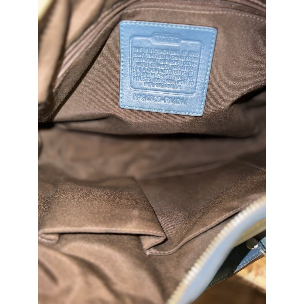 Vintage Y2K Coach Leather Chelsea flap pocket Shoulder Bag turquoise RARE F14014 - Picture 16 of 16